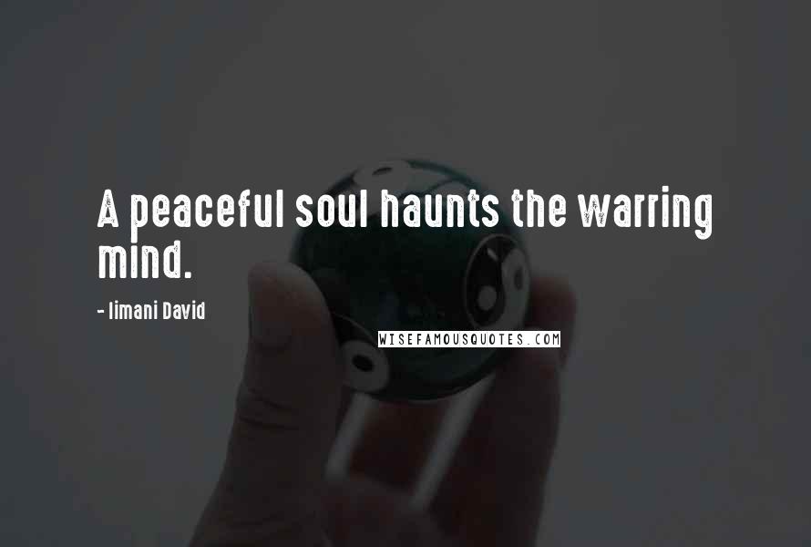 Iimani David Quotes: A peaceful soul haunts the warring mind.