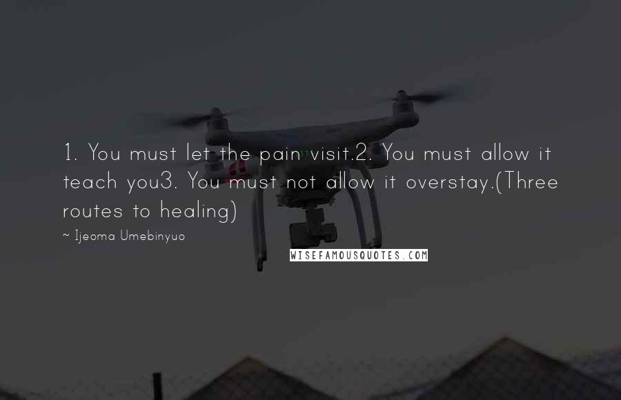 Ijeoma Umebinyuo Quotes: 1. You must let the pain visit.2. You must allow it teach you3. You must not allow it overstay.(Three routes to healing)