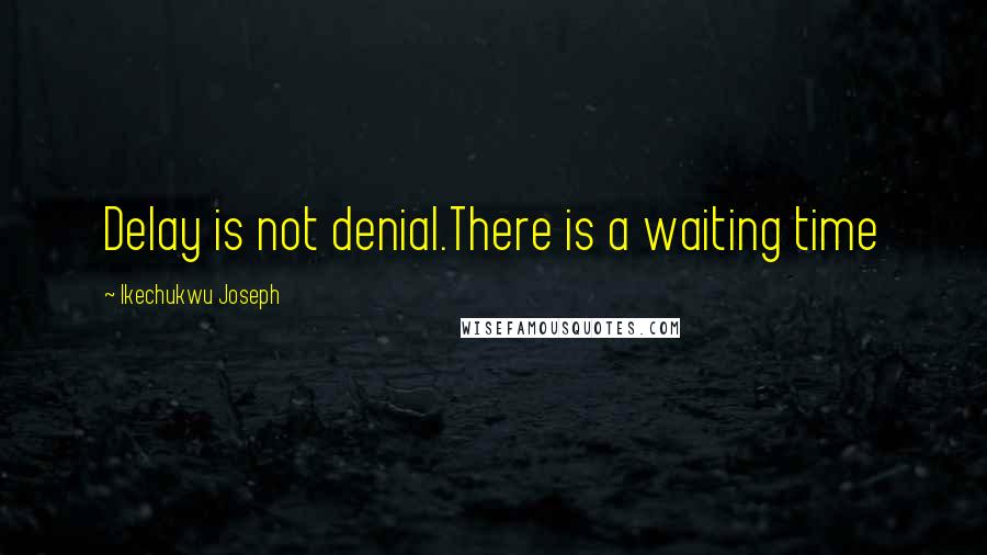 Ikechukwu Joseph Quotes: Delay is not denial.There is a waiting time