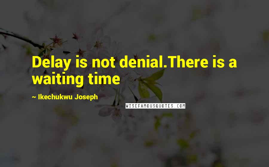 Ikechukwu Joseph Quotes: Delay is not denial.There is a waiting time