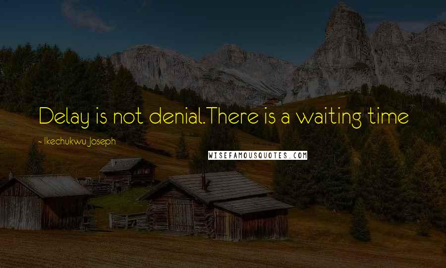 Ikechukwu Joseph Quotes: Delay is not denial.There is a waiting time