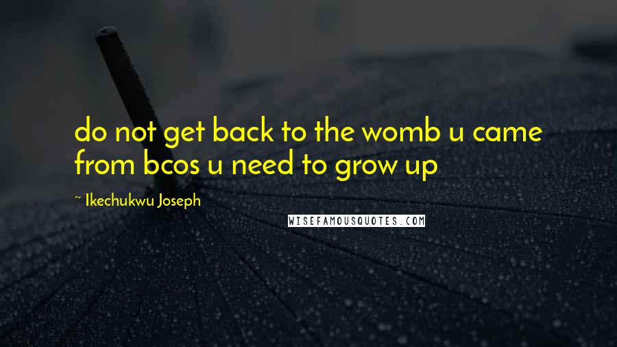 Ikechukwu Joseph Quotes: do not get back to the womb u came from bcos u need to grow up