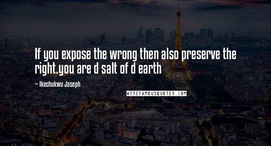 Ikechukwu Joseph Quotes: If you expose the wrong then also preserve the right.you are d salt of d earth