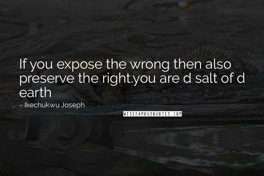 Ikechukwu Joseph Quotes: If you expose the wrong then also preserve the right.you are d salt of d earth