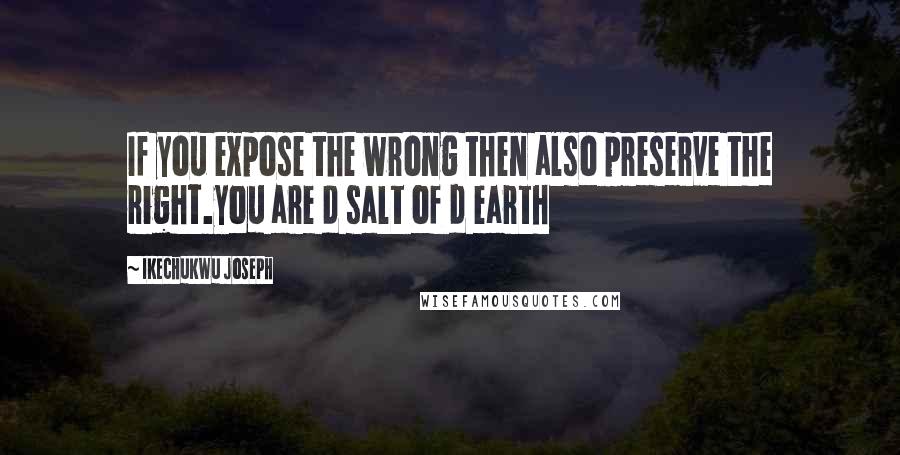 Ikechukwu Joseph Quotes: If you expose the wrong then also preserve the right.you are d salt of d earth