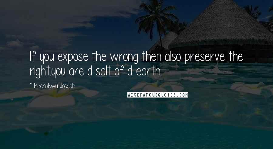 Ikechukwu Joseph Quotes: If you expose the wrong then also preserve the right.you are d salt of d earth