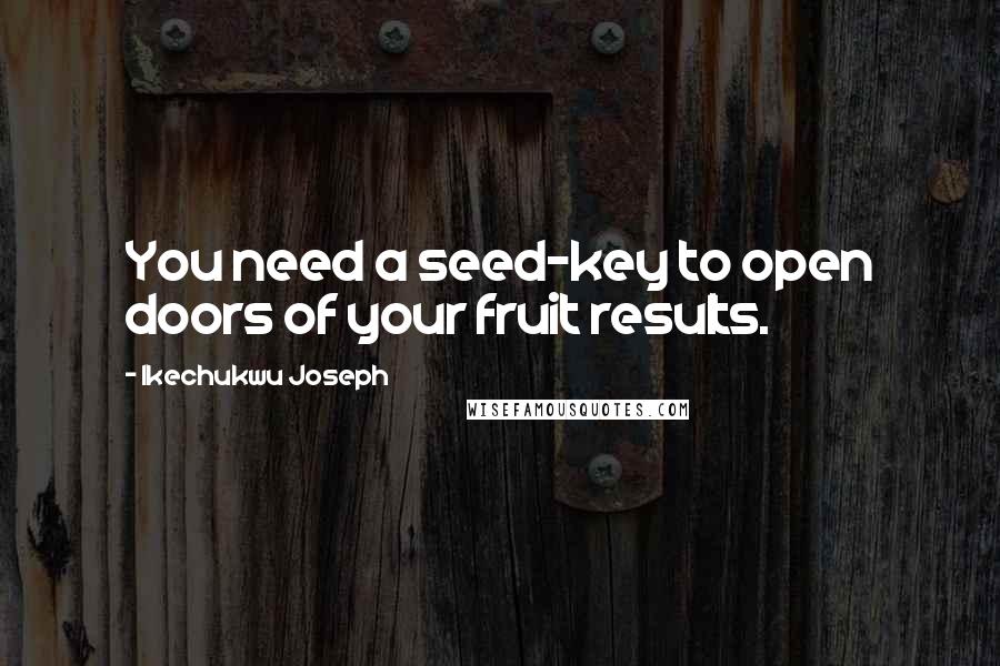 Ikechukwu Joseph Quotes: You need a seed-key to open doors of your fruit results.