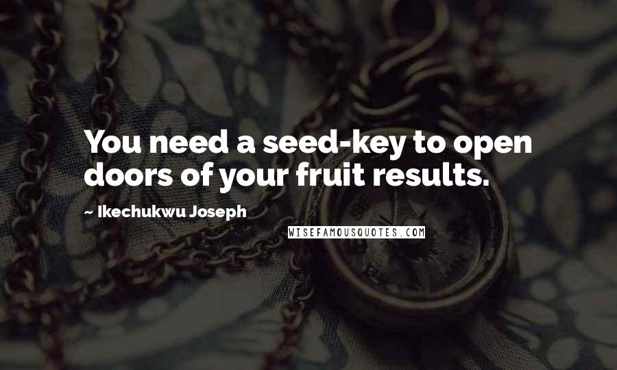 Ikechukwu Joseph Quotes: You need a seed-key to open doors of your fruit results.