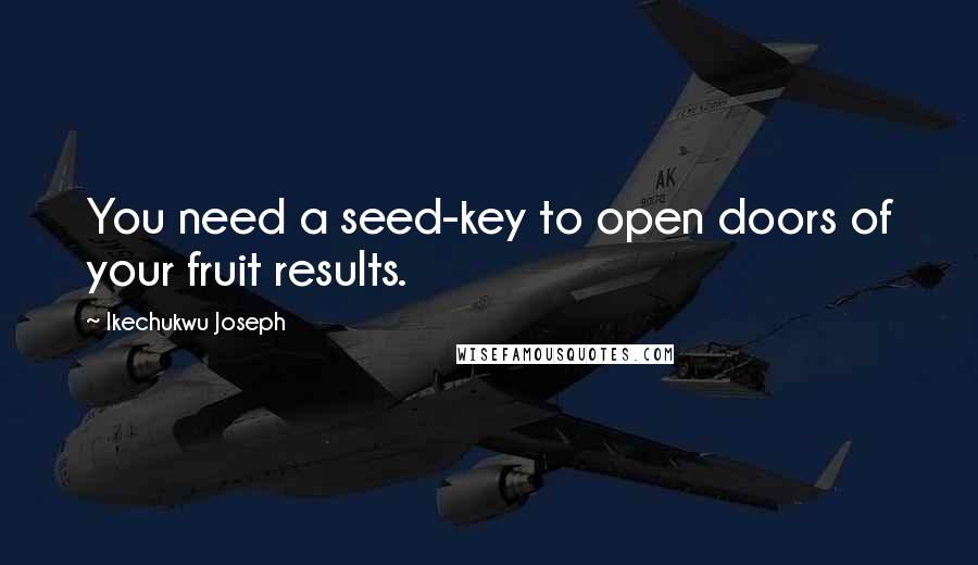 Ikechukwu Joseph Quotes: You need a seed-key to open doors of your fruit results.