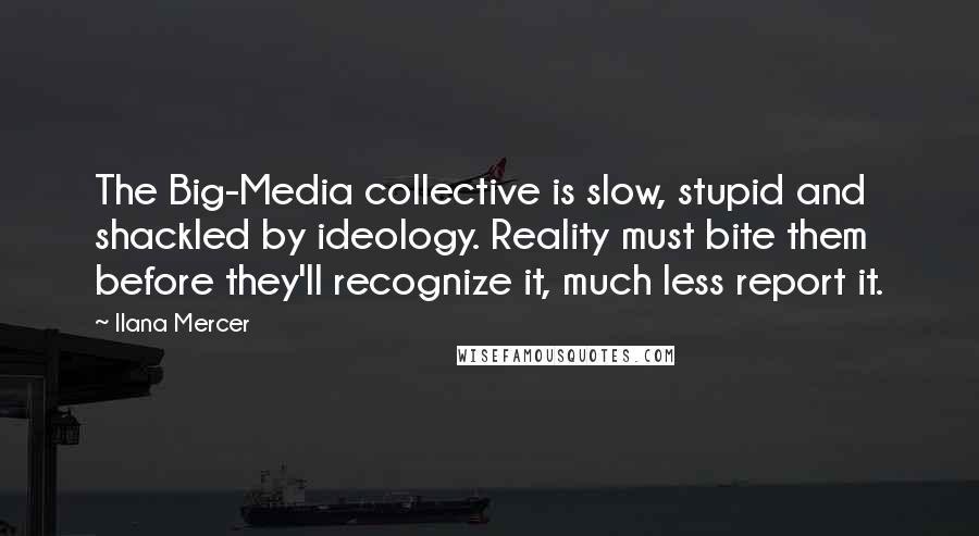 Ilana Mercer Quotes: The Big-Media collective is slow, stupid and shackled by ideology. Reality must bite them before they'll recognize it, much less report it.