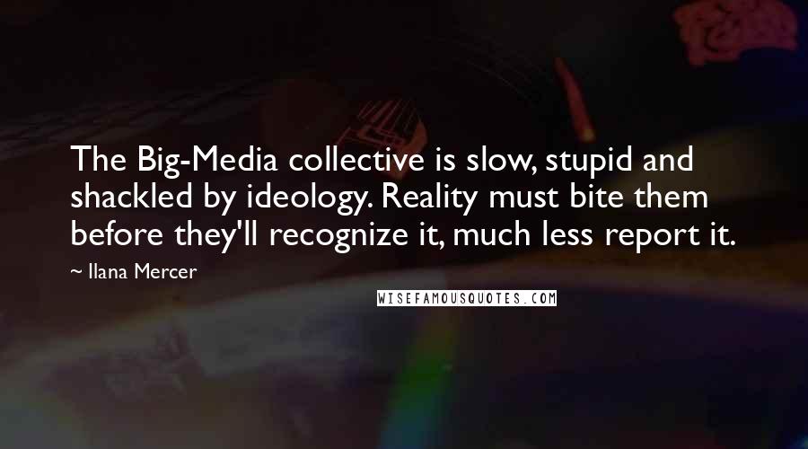 Ilana Mercer Quotes: The Big-Media collective is slow, stupid and shackled by ideology. Reality must bite them before they'll recognize it, much less report it.