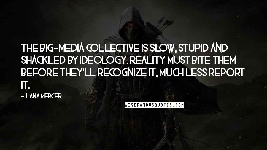 Ilana Mercer Quotes: The Big-Media collective is slow, stupid and shackled by ideology. Reality must bite them before they'll recognize it, much less report it.