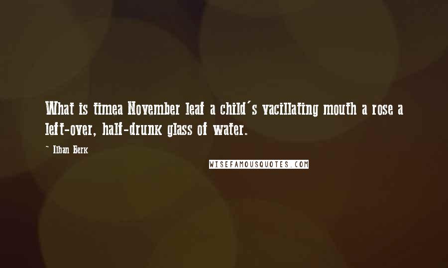 Ilhan Berk Quotes: What is timea November leaf a child's vacillating mouth a rose a left-over, half-drunk glass of water.