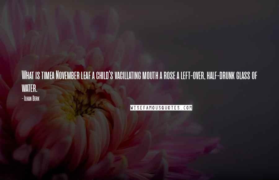 Ilhan Berk Quotes: What is timea November leaf a child's vacillating mouth a rose a left-over, half-drunk glass of water.