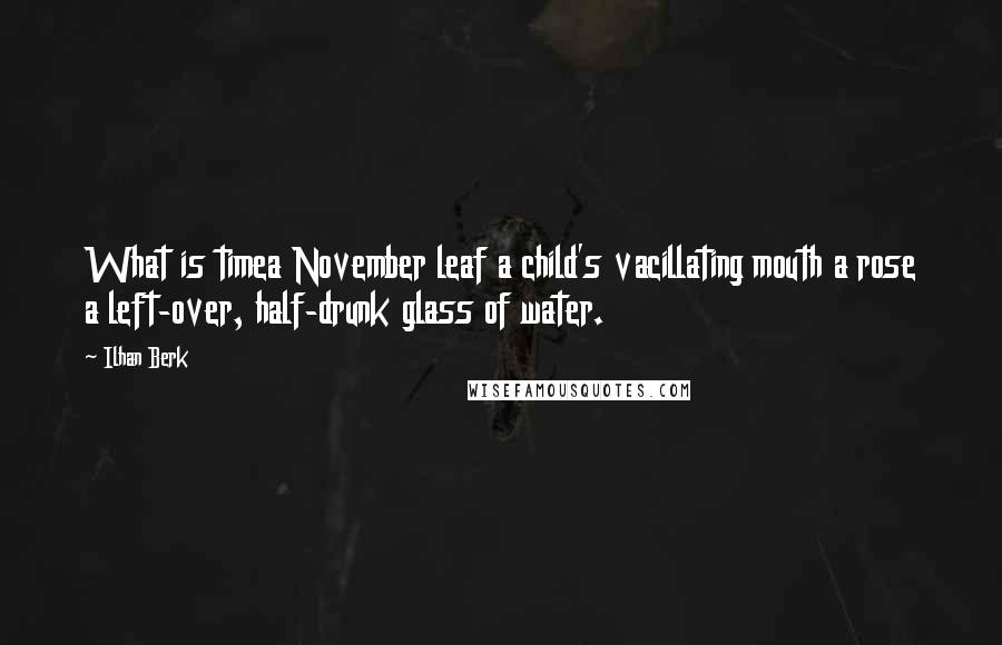 Ilhan Berk Quotes: What is timea November leaf a child's vacillating mouth a rose a left-over, half-drunk glass of water.