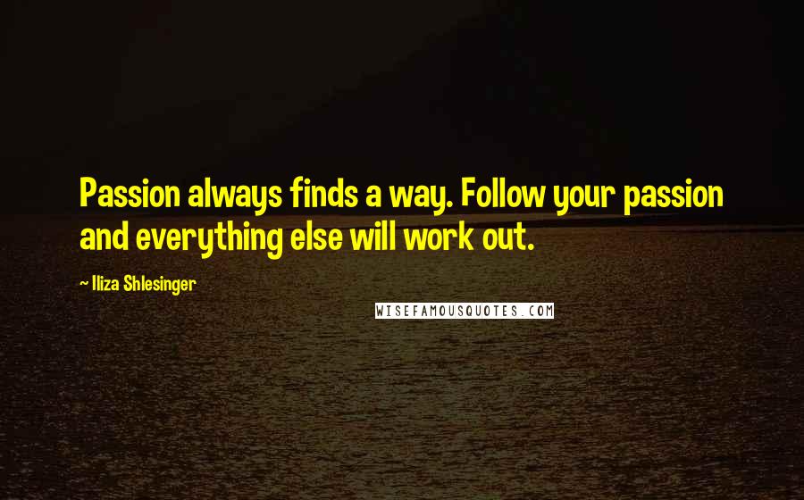 Iliza Shlesinger Quotes: Passion always finds a way. Follow your passion and everything else will work out.