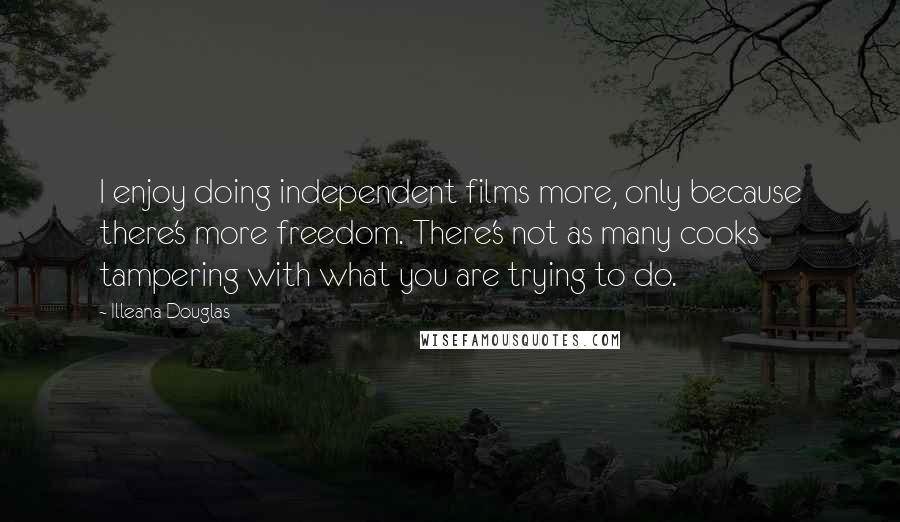 Illeana Douglas Quotes: I enjoy doing independent films more, only because there's more freedom. There's not as many cooks tampering with what you are trying to do.