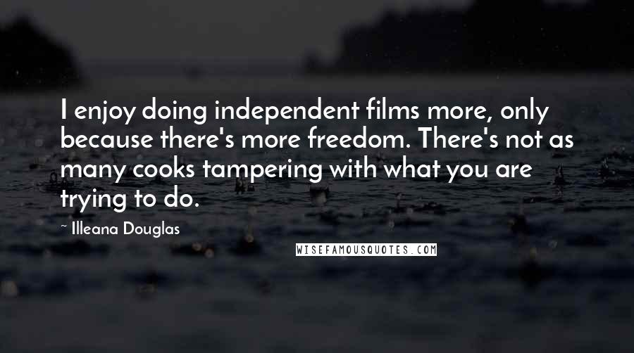 Illeana Douglas Quotes: I enjoy doing independent films more, only because there's more freedom. There's not as many cooks tampering with what you are trying to do.