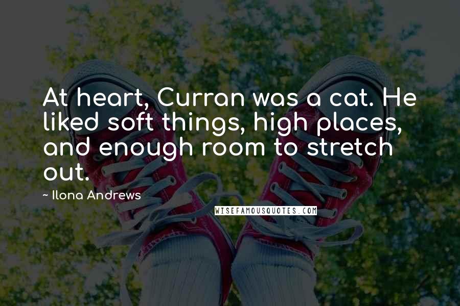 Ilona Andrews Quotes: At heart, Curran was a cat. He liked soft things, high places, and enough room to stretch out.