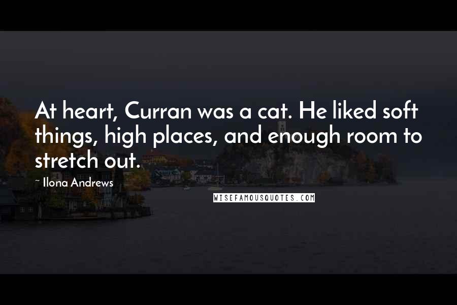 Ilona Andrews Quotes: At heart, Curran was a cat. He liked soft things, high places, and enough room to stretch out.