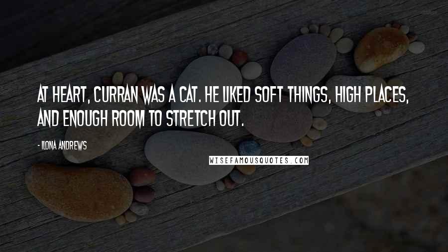 Ilona Andrews Quotes: At heart, Curran was a cat. He liked soft things, high places, and enough room to stretch out.