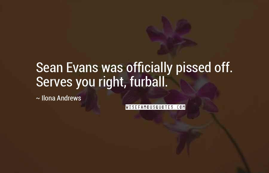 Ilona Andrews Quotes: Sean Evans was officially pissed off. Serves you right, furball.