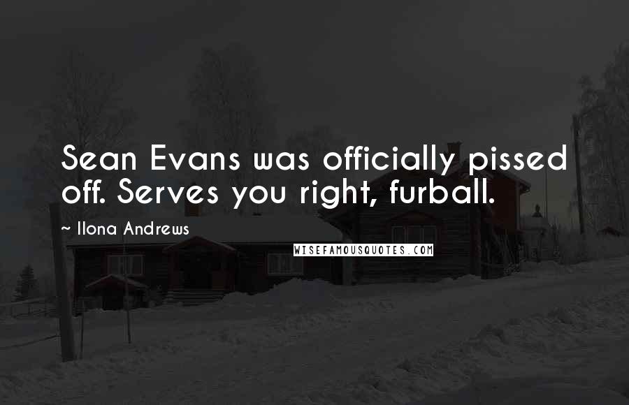 Ilona Andrews Quotes: Sean Evans was officially pissed off. Serves you right, furball.