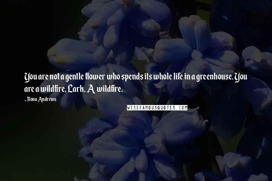 Ilona Andrews Quotes: You are not a gentle flower who spends its whole life in a greenhouse. You are a wildfire, Lark. A wildfire.