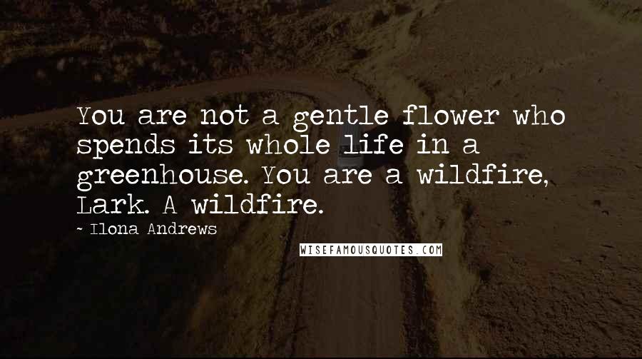 Ilona Andrews Quotes: You are not a gentle flower who spends its whole life in a greenhouse. You are a wildfire, Lark. A wildfire.