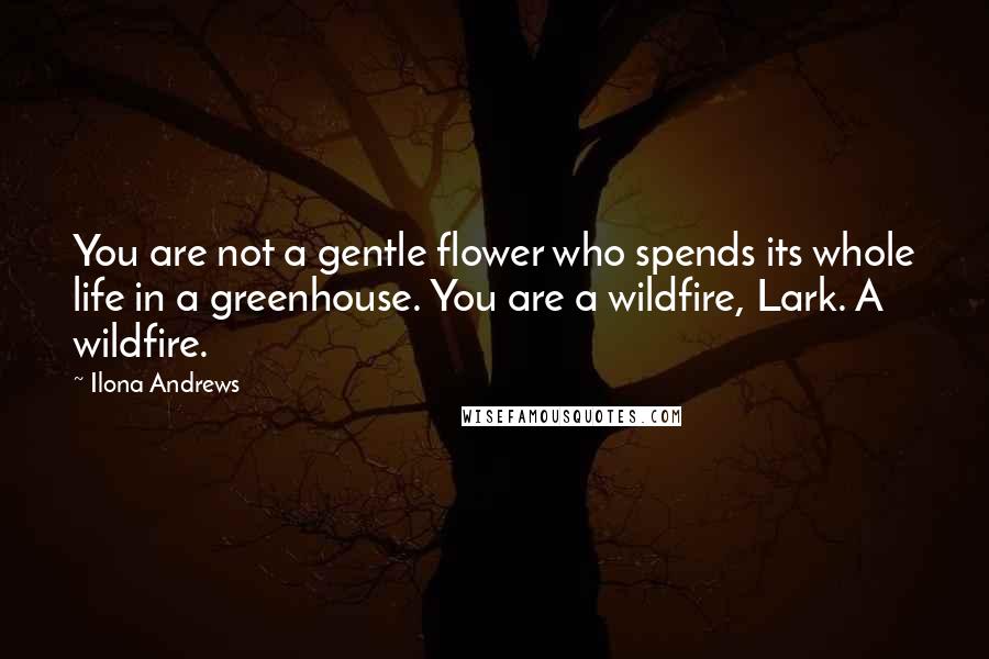 Ilona Andrews Quotes: You are not a gentle flower who spends its whole life in a greenhouse. You are a wildfire, Lark. A wildfire.