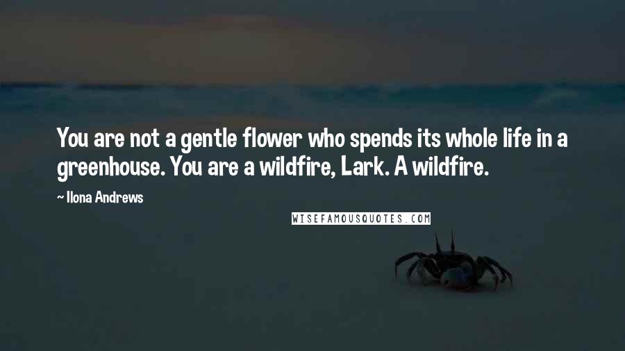 Ilona Andrews Quotes: You are not a gentle flower who spends its whole life in a greenhouse. You are a wildfire, Lark. A wildfire.