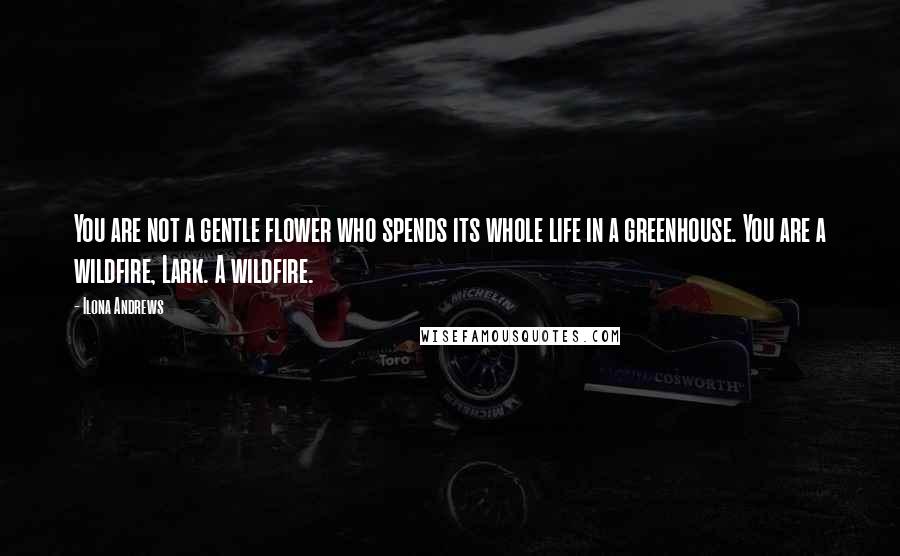 Ilona Andrews Quotes: You are not a gentle flower who spends its whole life in a greenhouse. You are a wildfire, Lark. A wildfire.