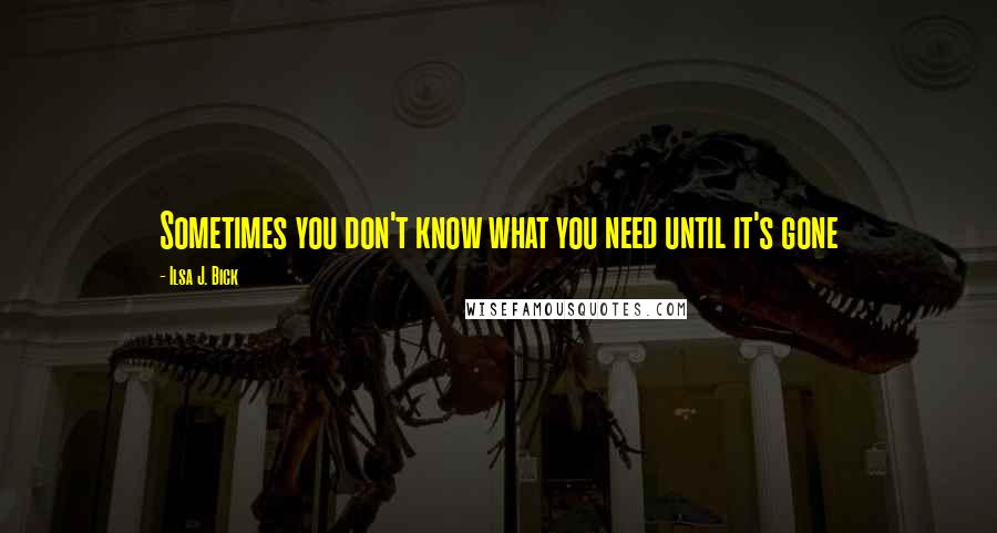 Ilsa J. Bick Quotes: Sometimes you don't know what you need until it's gone