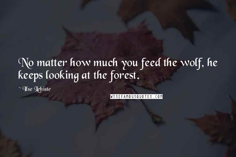 Ilse Lehiste Quotes: No matter how much you feed the wolf, he keeps looking at the forest.
