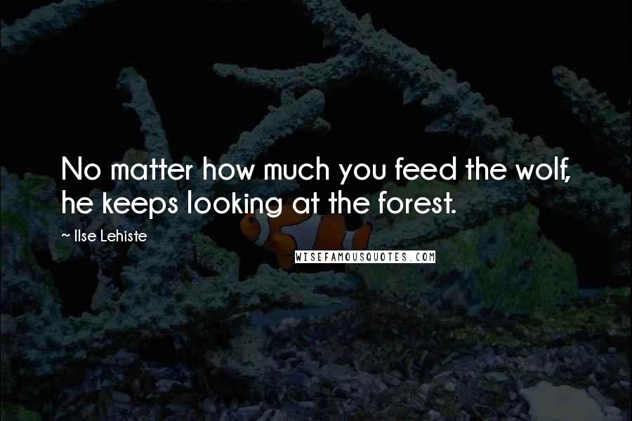Ilse Lehiste Quotes: No matter how much you feed the wolf, he keeps looking at the forest.