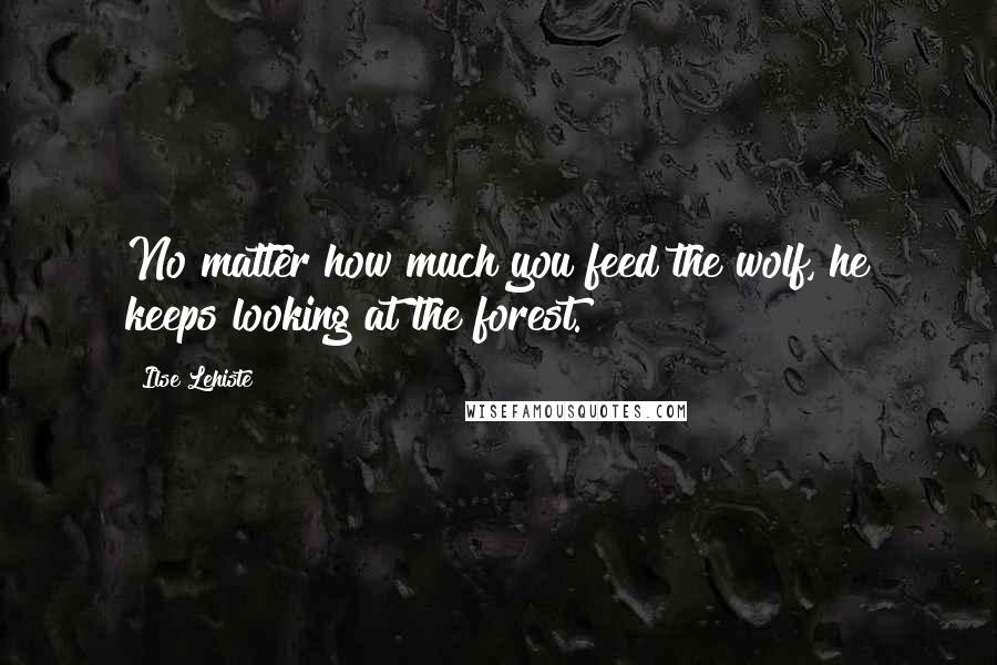 Ilse Lehiste Quotes: No matter how much you feed the wolf, he keeps looking at the forest.
