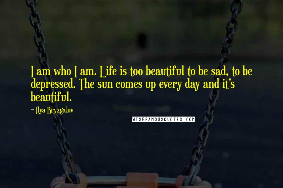 Ilya Bryzgalov Quotes: I am who I am. Life is too beautiful to be sad, to be depressed. The sun comes up every day and it's beautiful.