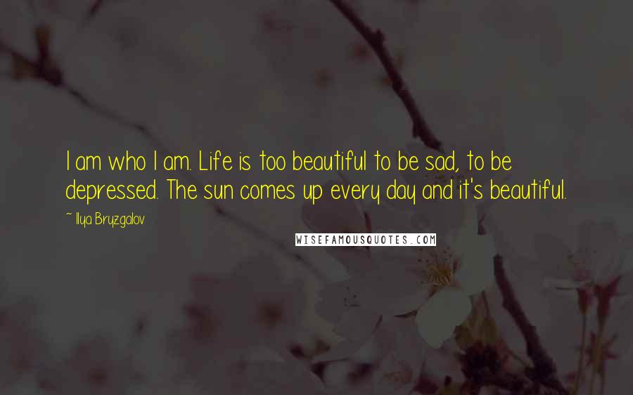 Ilya Bryzgalov Quotes: I am who I am. Life is too beautiful to be sad, to be depressed. The sun comes up every day and it's beautiful.