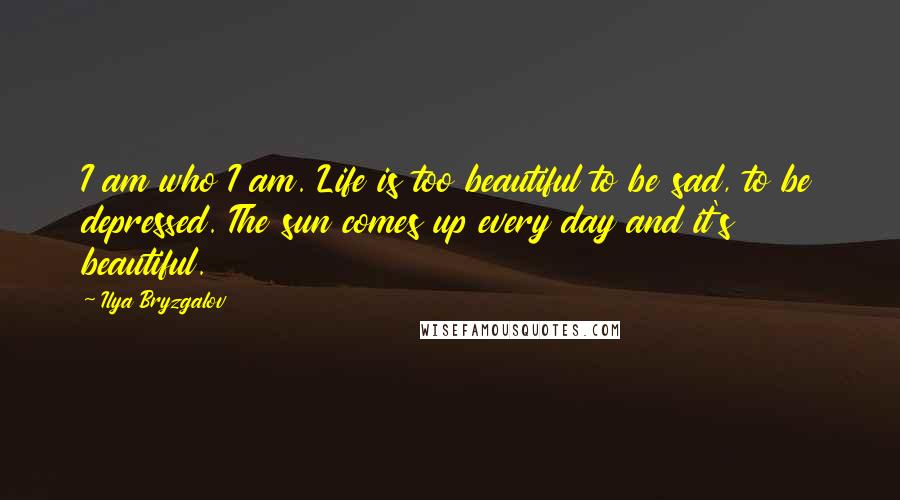Ilya Bryzgalov Quotes: I am who I am. Life is too beautiful to be sad, to be depressed. The sun comes up every day and it's beautiful.