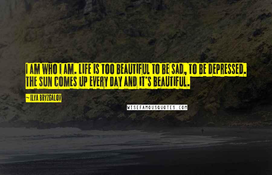 Ilya Bryzgalov Quotes: I am who I am. Life is too beautiful to be sad, to be depressed. The sun comes up every day and it's beautiful.