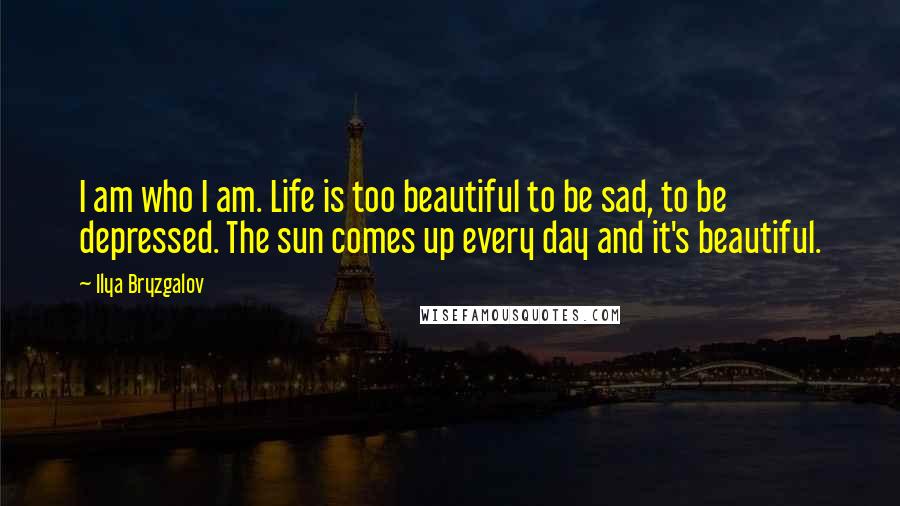 Ilya Bryzgalov Quotes: I am who I am. Life is too beautiful to be sad, to be depressed. The sun comes up every day and it's beautiful.