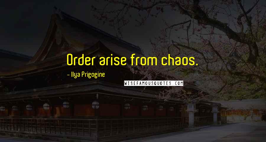 Ilya Prigogine Quotes: Order arise from chaos.