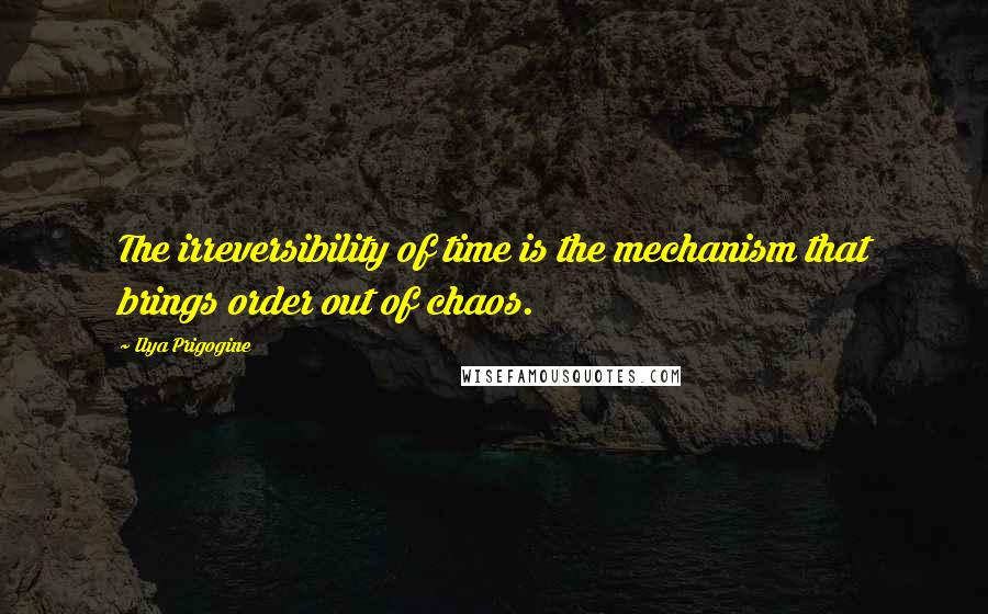 Ilya Prigogine Quotes: The irreversibility of time is the mechanism that brings order out of chaos.