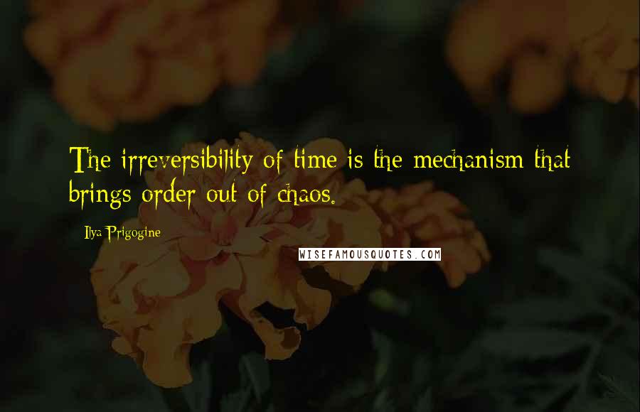 Ilya Prigogine Quotes: The irreversibility of time is the mechanism that brings order out of chaos.