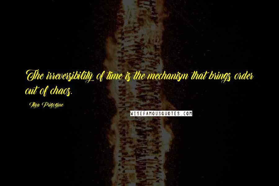 Ilya Prigogine Quotes: The irreversibility of time is the mechanism that brings order out of chaos.