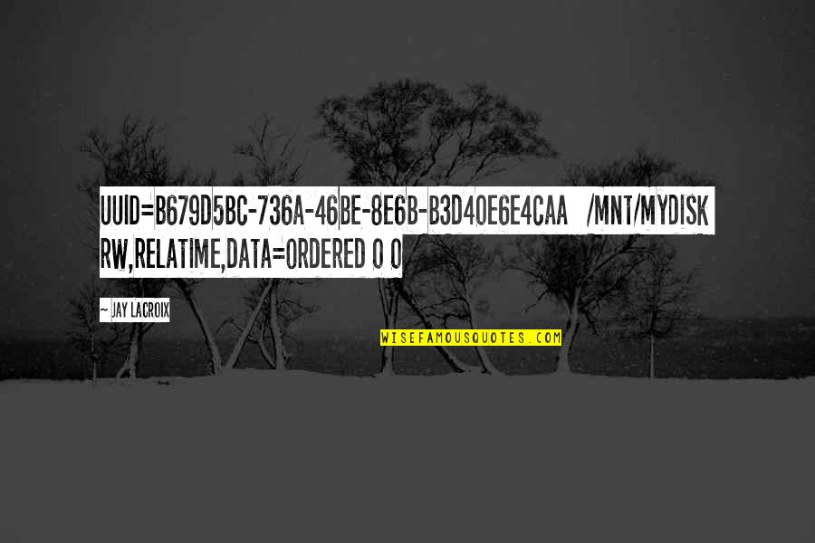0-100 Quotes By Jay LaCroix: UUID=b679d5bc-736a-46be-8e6b-b3d40e6e4caa /mnt/mydisk rw,relatime,data=ordered