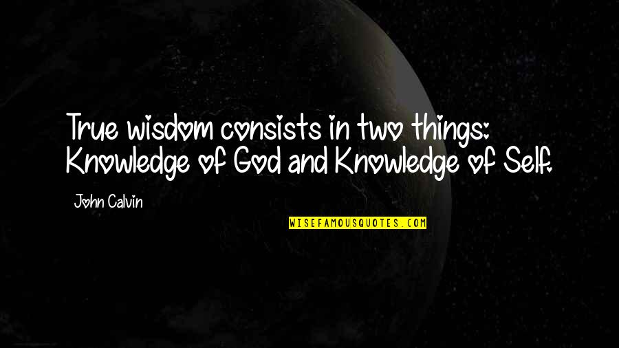 1-10 Wisdom Quotes By John Calvin: True wisdom consists in two things: Knowledge of