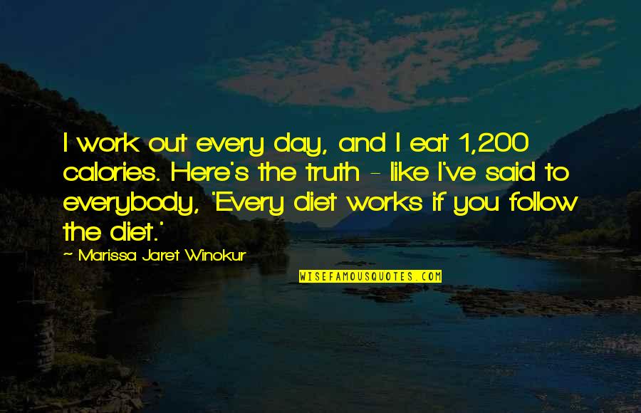 1 Day Quotes By Marissa Jaret Winokur: I work out every day, and I eat 1 Day Quotes By Marissa Jaret Winokur: I work out every day, and I eat