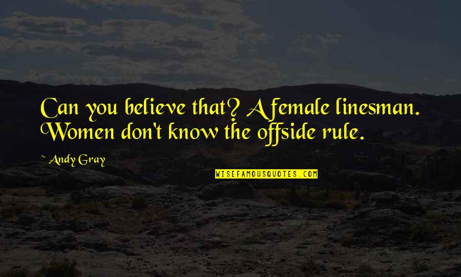 1 Litre Of Tears Aya Kito Quotes By Andy Gray: Can you believe that? A female linesman. Women