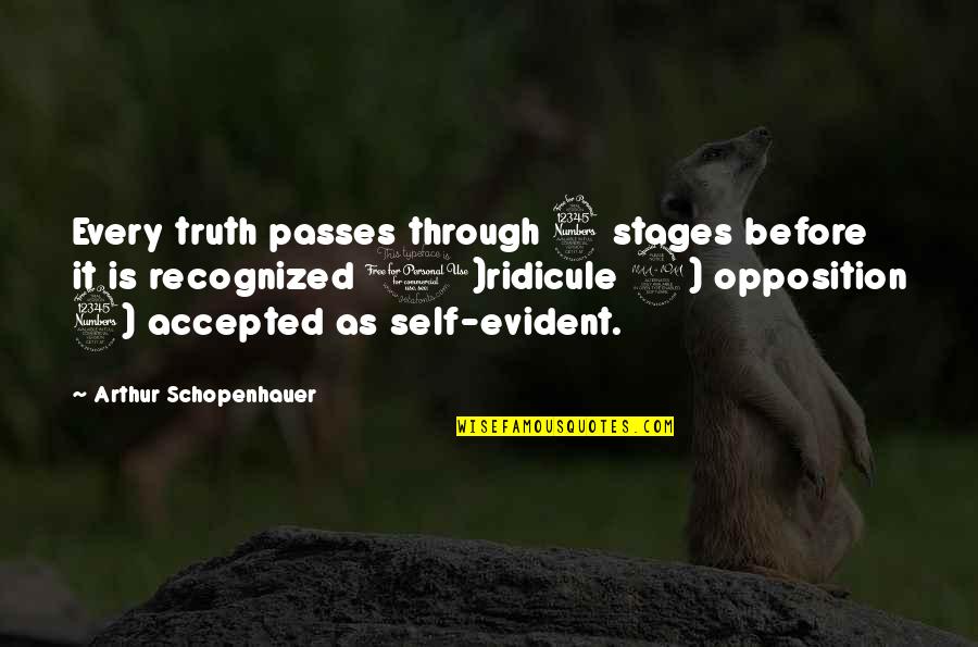 1 Night Stand Series Quotes By Arthur Schopenhauer: Every truth passes through 3 stages before it